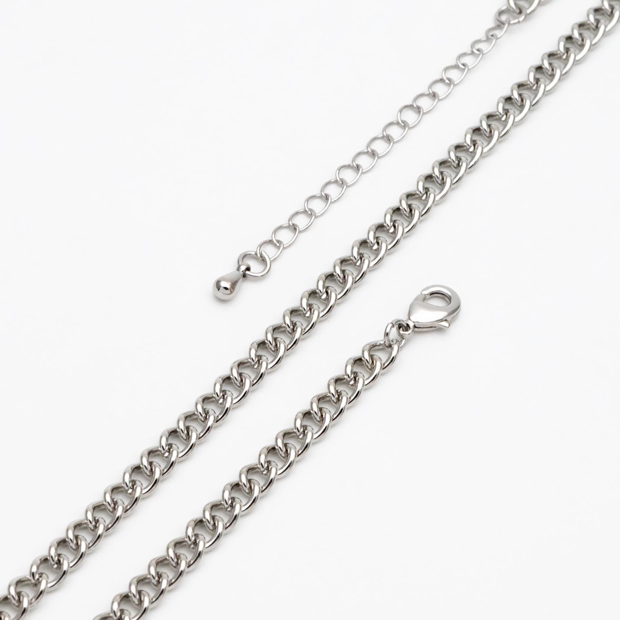 Gold/ Silver Tone Curb Chains 4mm, Finished Bracelet/ Anklet/ Necklace with Extender Chain, Ready to Wear (#LK-249-4)